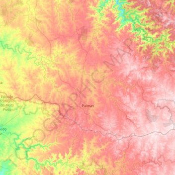 Palmas topographic map, elevation, terrain