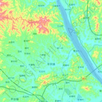 平凤镇 topographic map, elevation, terrain