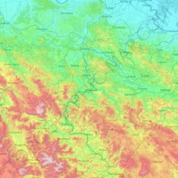 Bosna topographic map, elevation, terrain