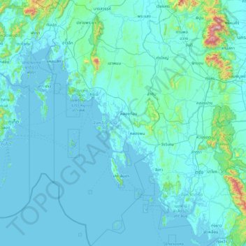 Krabi topographic map, elevation, terrain