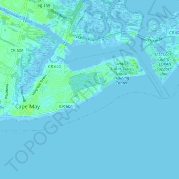 Cape May topographic map, elevation, terrain