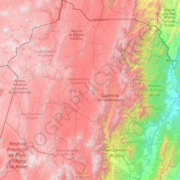 Jujuy topographic map, elevation, terrain