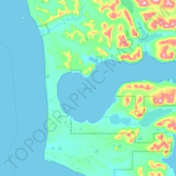 Olga Bay topographic map, elevation, terrain