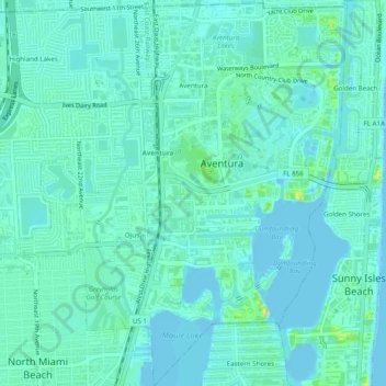 Aventura topographic map, elevation, terrain