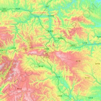保康县 topographic map, elevation, terrain