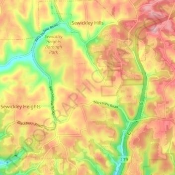 Sewickley Hills topographic map, elevation, terrain