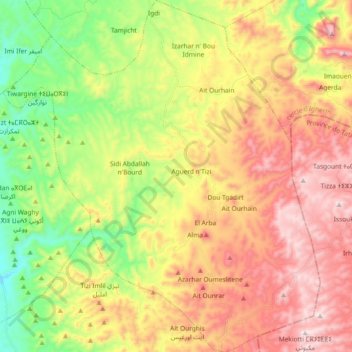 Toumliline topographic map, elevation, terrain