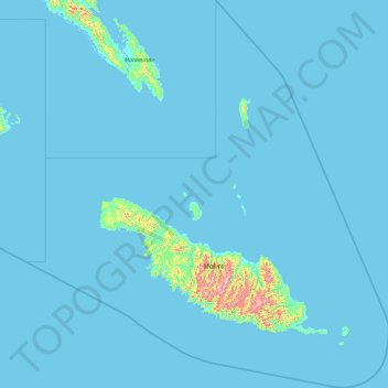 Makira-Ulawa topographic map, elevation, terrain