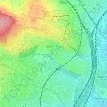 Jungfernkopf topographic map, elevation, terrain
