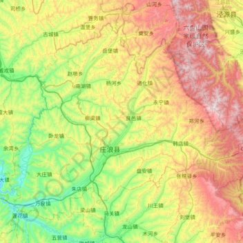 庄浪县 topographic map, elevation, terrain