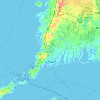 Falmouth topographic map, elevation, terrain