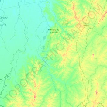 Formoso do Araguaia topographic map, elevation, terrain