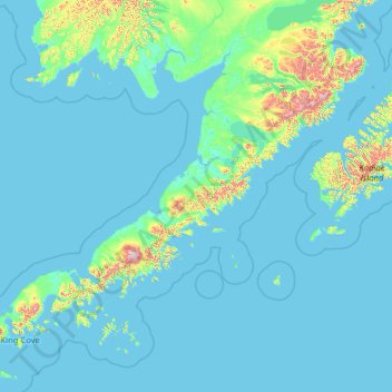 Alaska Peninsula topographic map, elevation, terrain