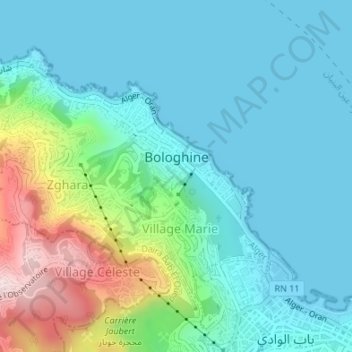 Bologhine topographic map, elevation, terrain