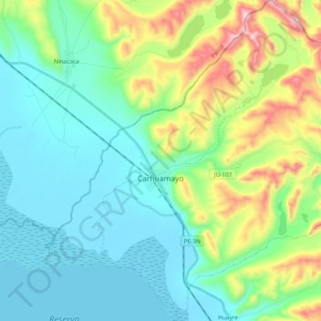 Carhuamayo topographic map, elevation, terrain