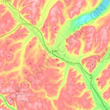 Town of Bath topographic map, elevation, terrain