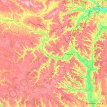 Lysianka Raion topographic map, elevation, terrain