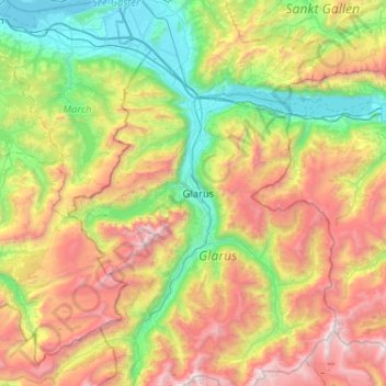 Linth topographic map, elevation, terrain