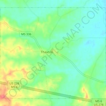 Thaxton topographic map, elevation, terrain