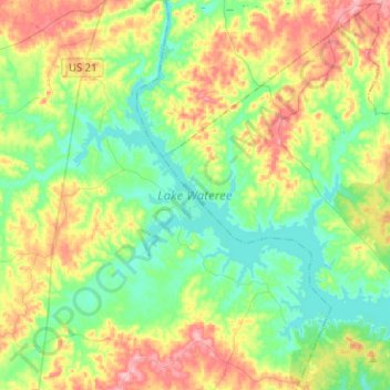 Lake Wateree topographic map, elevation, terrain