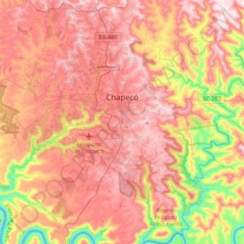 Chapecó topographic map, elevation, terrain