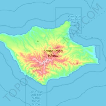 Santa Rosa Island topographic map, elevation, terrain