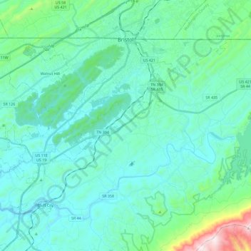 Bristol topographic map, elevation, terrain