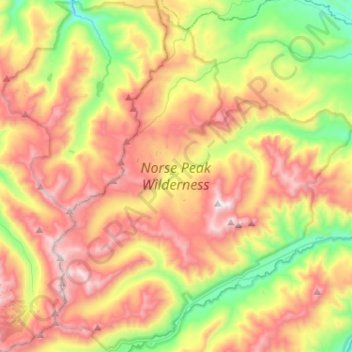 Norse Peak Wilderness topographic map, elevation, terrain