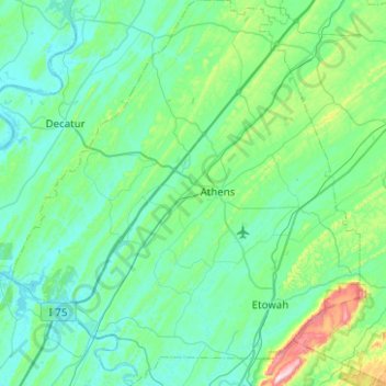 McMinn County topographic map, elevation, terrain