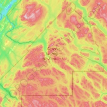 Réserve faunique de Rimouski topographic map, elevation, terrain