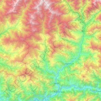 Jakholi topographic map, elevation, terrain