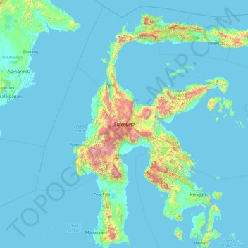 Sulawesi topographic map, elevation, terrain