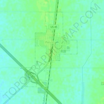 Pesotum topographic map, elevation, terrain