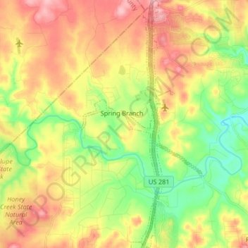 Spring Branch topographic map, elevation, terrain
