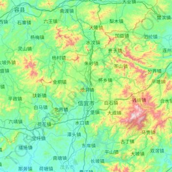 Xinyi City topographic map, elevation, terrain
