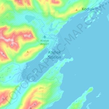 Kodiak Station topographic map, elevation, terrain