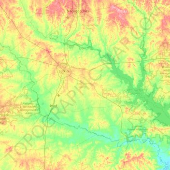 Angelina County topographic map, elevation, terrain