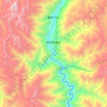 纳西民族乡 topographic map, elevation, terrain