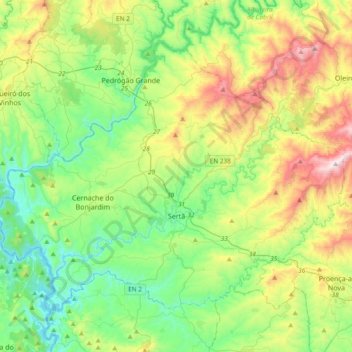 Sertã topographic map, elevation, terrain