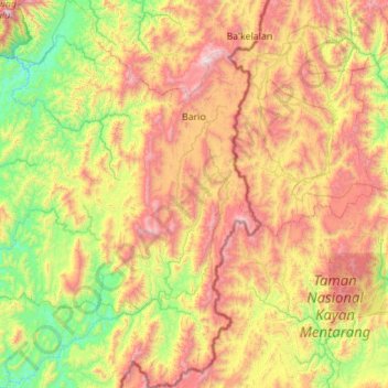 Bario topographic map, elevation, terrain