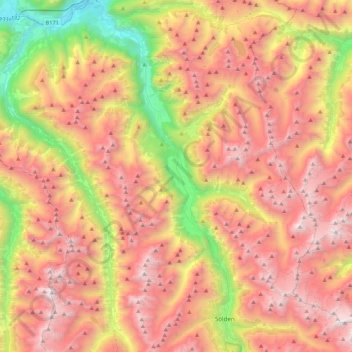 Ötztaler Ache topographic map, elevation, terrain