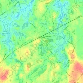 Norfolk topographic map, elevation, terrain