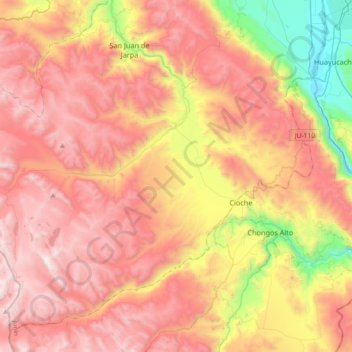 Yanacancha topographic map, elevation, terrain