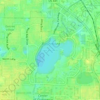 Lake Orlando topographic map, elevation, terrain