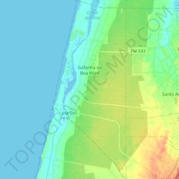 Gafanha da Boa Hora topographic map, elevation, terrain