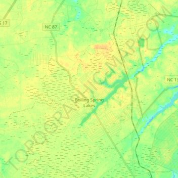 Boiling Spring Lakes topographic map, elevation, terrain