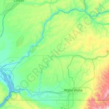 Walla Walla County topographic map, elevation, terrain