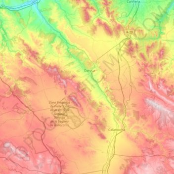 Jiloca topographic map, elevation, terrain