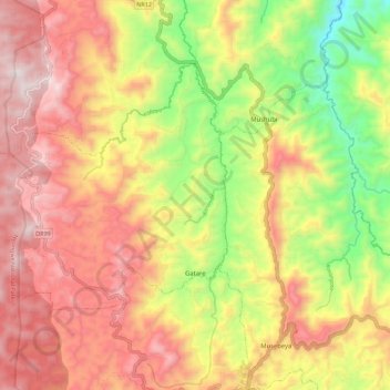 Gatare topographic map, elevation, terrain