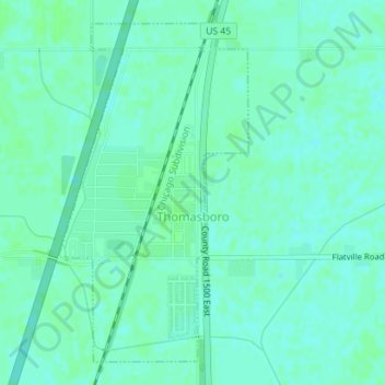 Thomasboro topographic map, elevation, terrain